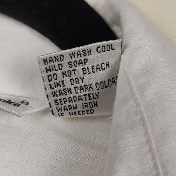 Richard Malcolm Irish Linen Long Sleeve Button Front Blouse Top Black Embroidery - Picture 5 of 14